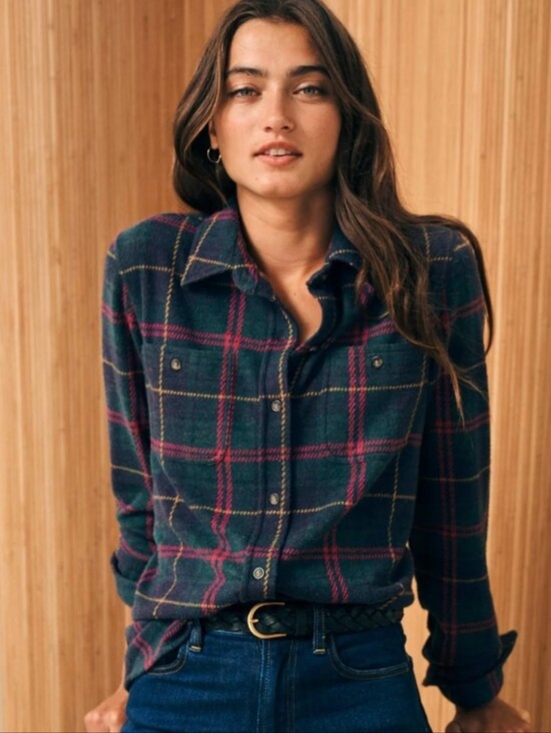 Faherty Tops - Faherty Women's Legend Sweater Shirt Size Small Outer Limits Plaid Shacket Soft.